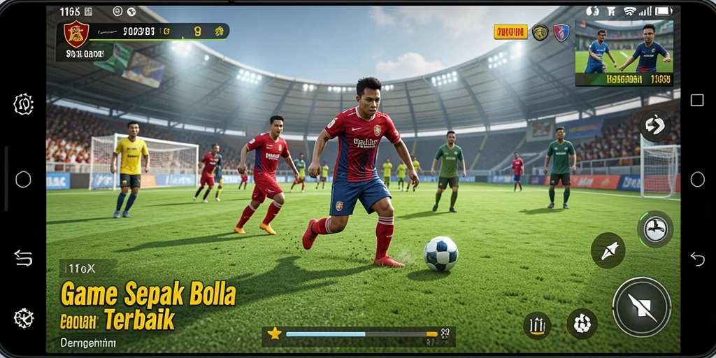 Tangkapan layar dari gameplay seru 116X di lapangan sepak bola.
