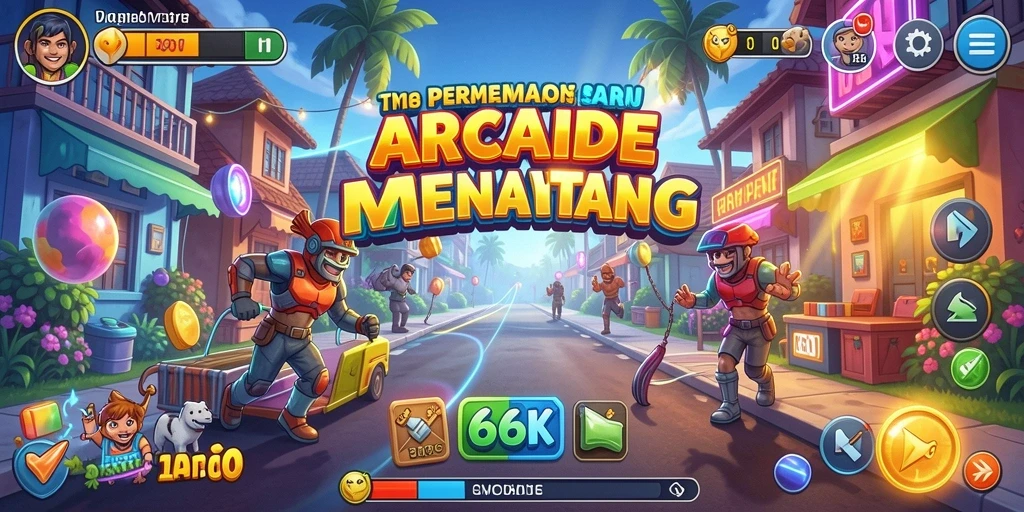 Tampilan gameplay seru dari 66K, menampilkan aksi arcade yang menegangkan.