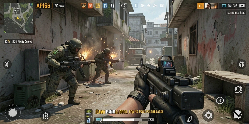 Tampilan gameplay menegangkan di API66 dengan aksi tembak-menembak yang intens.