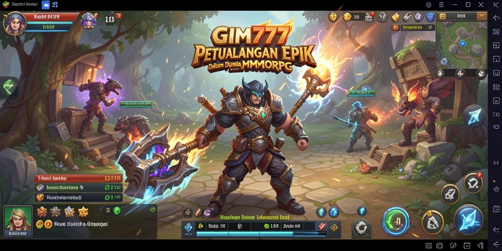 Tampilan utama GIM777 menampilkan aksi pertempuran yang seru dalam dunia MMORPG.