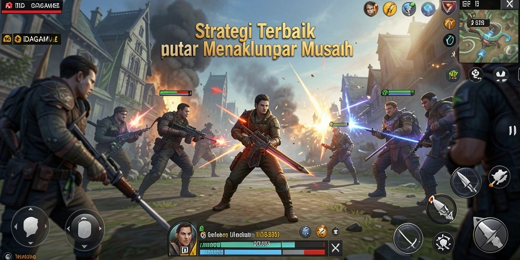 Tangkapan layar utama IDAGAME yang menunjukkan aksi pertempuran strategis.