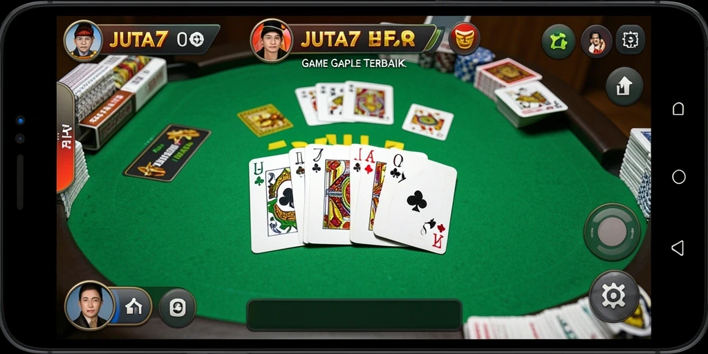 Screenshot gameplay JUTA7 menunjukkan momen seru dalam permainan Gaple.