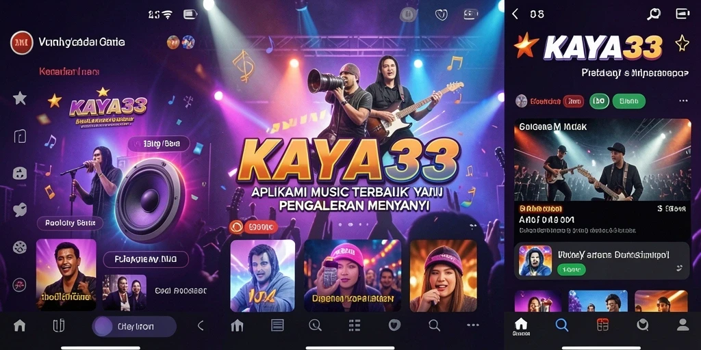 Screenshot utama gameplay KAYA33 menampilkan pengguna bernyanyi dengan antusias.