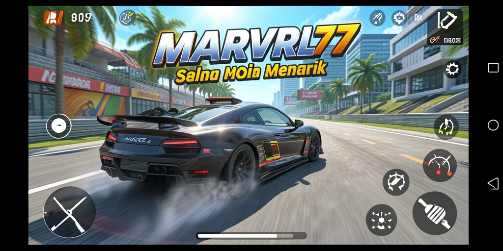 Tangkapan layar <strong>MARVRL77</strong> menunjukkan aksi balapan yang mendebarkan dengan grafik yang menakjubkan.