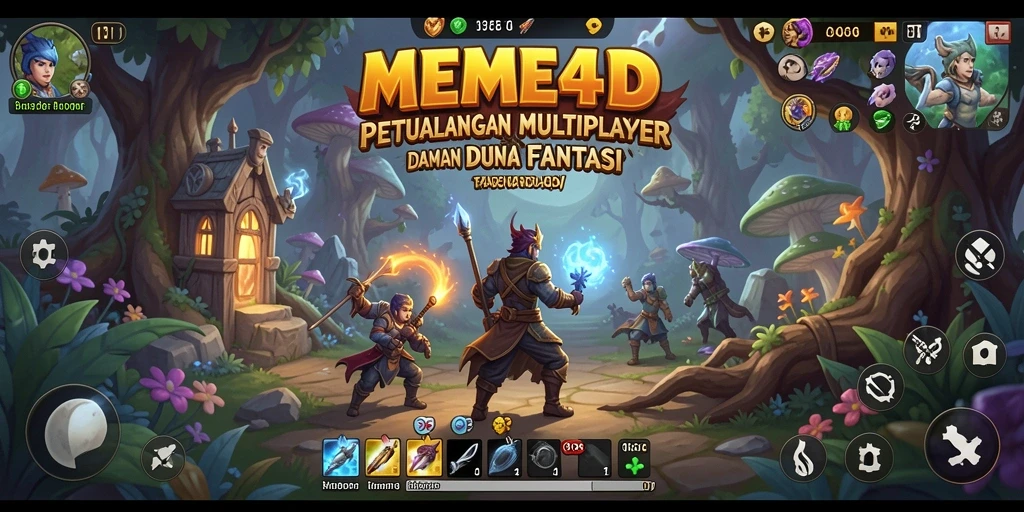 Tangkapan layar gameplay MEME4D yang menampilkan pertarungan seru di dunia MMORPG.