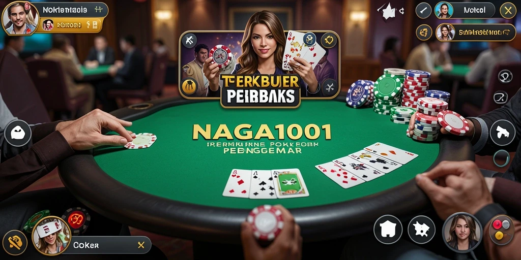 Tangkapan layar utama NAGA1001 menampilkan gameplay poker yang mendebarkan.