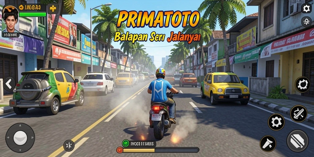 Tampilan gameplay balapan yang seru di PRIMATOTO.