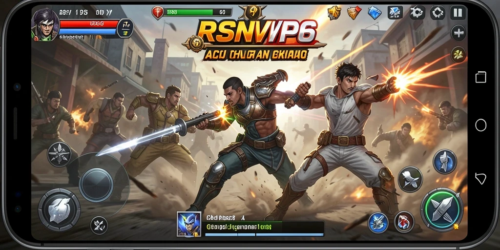 Tangkapan layar utama RSNVIP6 menampilkan pertarungan aksi yang mendebarkan.