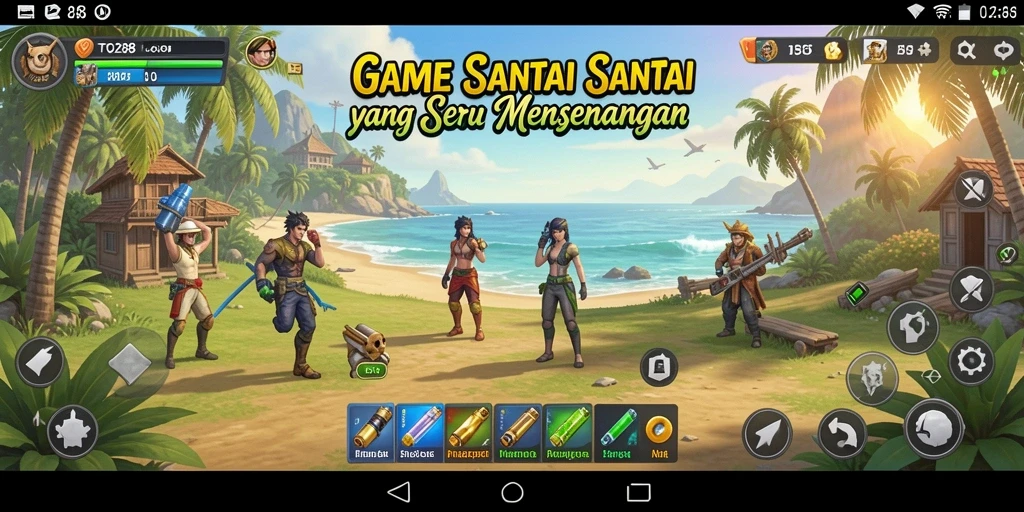 Screenshot utama TO288 menampilkan gameplay santai yang menyenangkan.