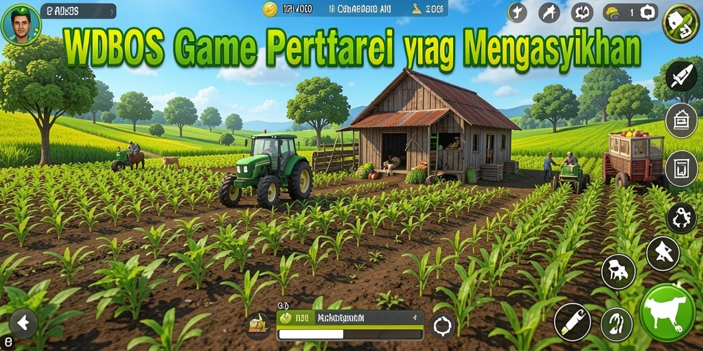 Tangkapan layar WDBOS menampilkan gameplay seru bertani dan mengelola lahan pertanian.